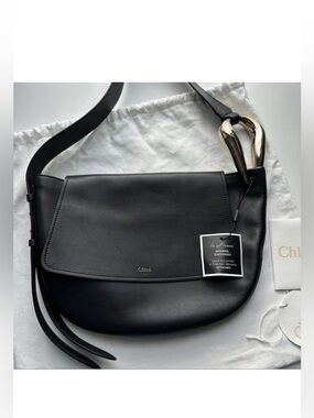 Chloé Black Leather Hobo Shoulder Bag
